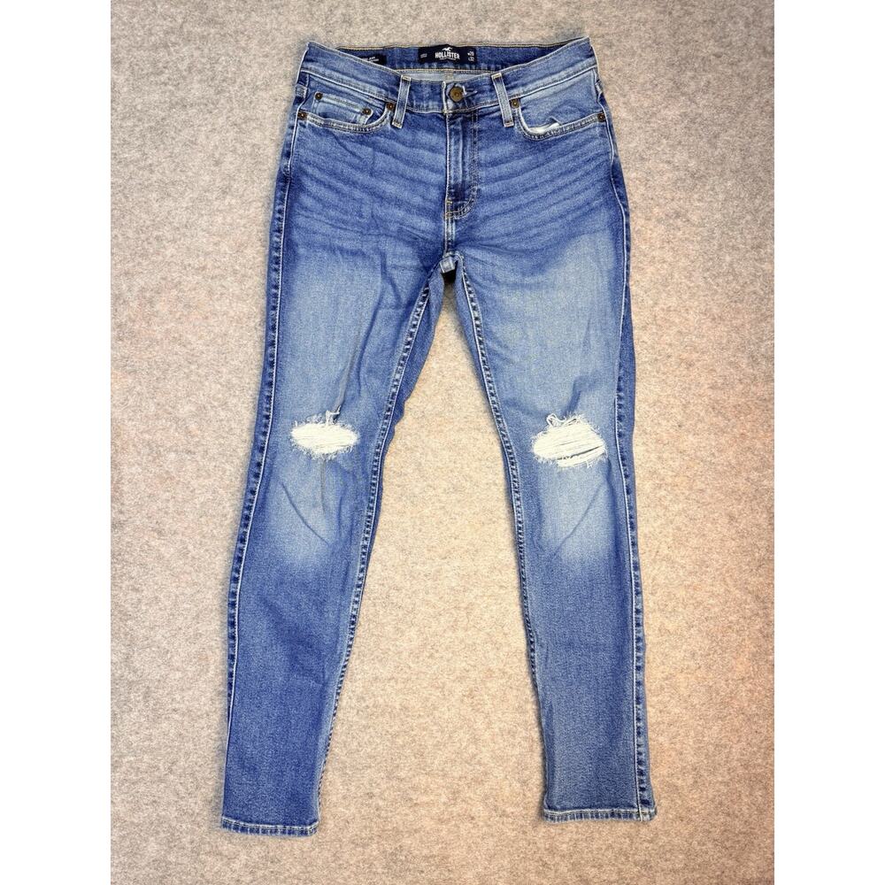 Hollister Dad Jeans Epic Flex Men W29×L32 Medium Wash Blue Denim Distressed